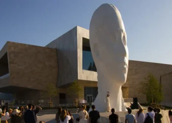 알마티 도심에 등장한 ‘나데스’…12미터 조각상이 전하는 침묵의 메시지